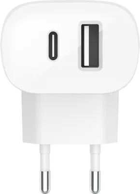 Produktbild von Belkin BOOST CHARGE Dual Ladegerät USB-C / USB-A mit Power Delivery, Weiß, 42W