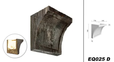 Produktbild von DECO WOOD Balkenkonsole rustikal aus Polyurethane, Dekokonsole, PolyurethanKonsole Holzoptik (dunkelbraun - 19x18cm) Innendeko Zierelement Deckenkonsole
