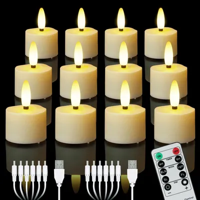 Obrázok produktu pre 12 dobíjateľných LED sviečok s časovačom, blikajúcich LED sviečok