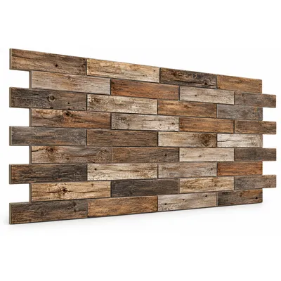 Produktbild von 3D Wandpaneele PVC Holzoptik | Altes Parkett | 10 Platten ca. 5 m² | Wandverkleidung für Wohnzimmer, Küche & Bad | DIY Montage