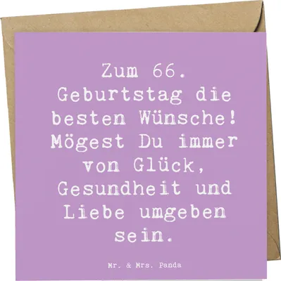 Produktbild von Mr. & Mrs. Panda Klappkarte Spruch 66. Geburtstag - Lavendeltraum - Geschenk, doppelkarte, Grußkarte, besondere Momente, anlasskarte, Alter, faltkarte, Happy Birthday
