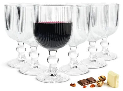 Obrázok produktu pre Sada 6 pohárov na víno s ryhovaním – objem 370 ml – vhodné do umývačky riadu