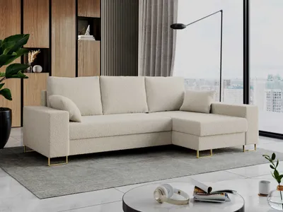 Produktbild von Ecksofa mit Schlaffunktion L-Form mit Bettkasten - DORIAN-Non - Beige