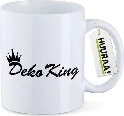 Produktbild von Huuraa Kaffeetasse Deko King Krone 330ml Weiß Keramik Kaffeebecher Geschenkidee