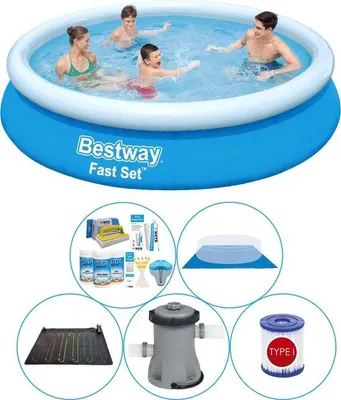 Zdjęcie produktu dla Zestaw basenowy okrągły, 366x76 cm - 6 elementów - Kompletny zestaw do basenu