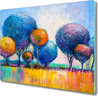 Produktbild von Coloray Kochplattenabdeckung Herdabdeckplatte 60x52 cm Hackbrett Schneidebrett Küchenbrett - Malerei Baum