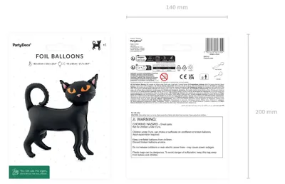 Produktbild von PartyDeco FB433, Spielzeugballon, Folie, Schwarz, Abbildung, 600 mm, 600 mm