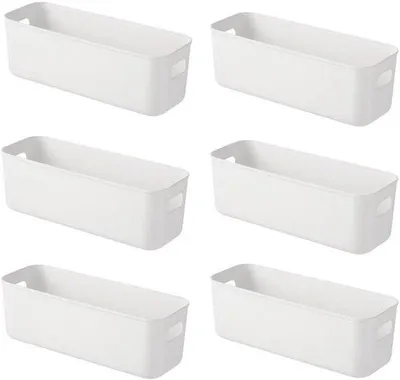Productafbeelding van Set van 6 Plastic Opbergdozen met Handvatten voor Keuken en Badkamer