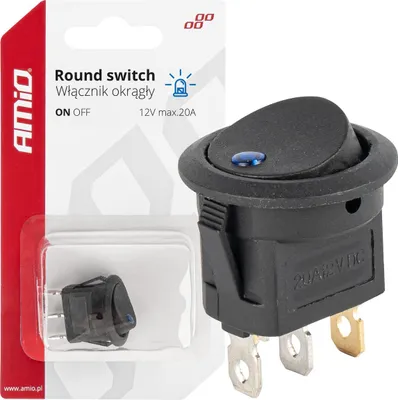 Image de Interrupteur rond 12V 20A avec éclairage LED bleu ON/OFF AMIO-03963