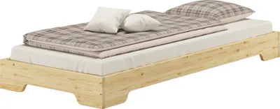 Produktbild von Extra niedriges stabiles Teenagerbett in kompakter Form 80x190 Massivholz Kiefer V-60.41-08-190Rollrost inkl.