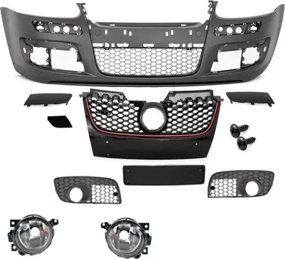 Produktbild von Stoßstange Vorne + Wabengitter KOMPLETT+ Nebelscheinwerfer passt für VW Golf 5