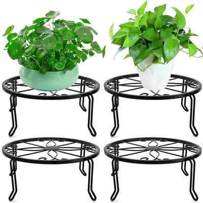 Produktbild von Metall Pflanzenhalter 5 Stück – Blumentopf Ständer für Innen & Außen, stabiler Topfständer mit Doppelstützbeinen
