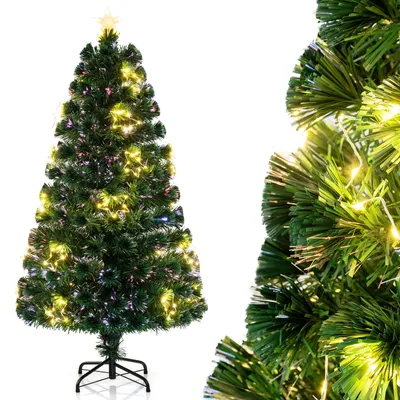 Produktbild von KOMFOTTEU 150 cm künstlicher Weihnachtsbaum, beleuchteter Tannenbaum mit 24 warmweißen Lichtsträngen & Sternspitze, Christbaum für Zuhause, Partys & Büros