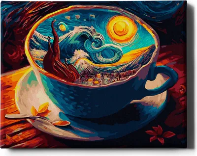 Produktbild von Malen nach Zahlen Set Nacht in einer Tasse 40x50