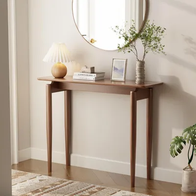 Immagine prodotto di Tavolino consolle in legno, noce, 30 cm di larghezza, dimensioni 100 x 30 x 76 cm