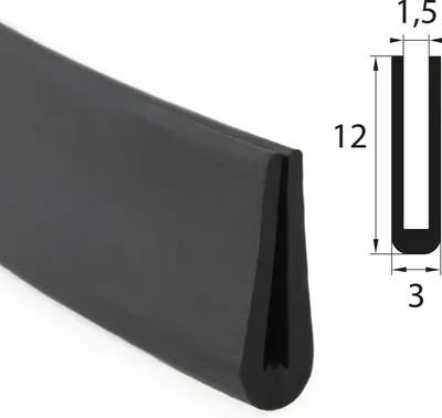 Produktbild von V50 Fassungsprofil Fassungsbereich 1,5 mm Kantenschutz EPDM Gummiprofil Gummidichtung