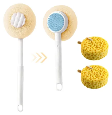 Produktbild von Rückenbürste, 2-in-1-Rückencreme-Applikator, 2 Duschschwämme, Duschschwamm, Rückencreme-Applikator, Rückenradierer, Rückencreme, Rückenbürste, Dusche