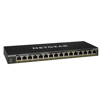 Produktbild von NETGEAR GS316PP - Switch - unmanaged - 16 x 10/100/1000 (PoE+) - Desktop, wandmontierbar - PoE+ (183 W)