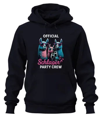 Produktbild von Schlager Party Crew Offiziell Alpaka Lama Prosecco Musik Hoodie Kapuzenpullover, Navy, L