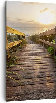 Produktbild von Bild auf Leinwand - Leinwandbild - Fußgängerbrücke Meer Strand Ufer - 45x80cm - Wand Bild - Wanddeko - Leinwanddruck - Bilder - Kunstdruck - Wanddekoration - Leinwand bilder - Wandkunst - PA45x80-2617