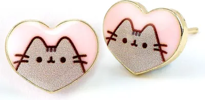 Produktbild von Pusheen Herzohrringe in Silber mit süßem Katzendesign