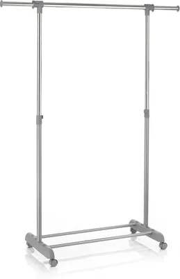 Produktbild von Rollgarderobe SALA Garderobenwagen Kleiderständer Garderobenständer Kleiderwagen grau höhenverstellbar und ausziehbar