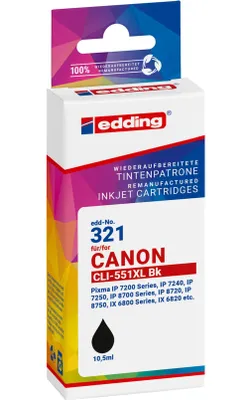 Produktbild von Edding Tintenpatrone für Canon CLI-551XLBK PIXMAiP7250 iX6850 MG5450 MG5550