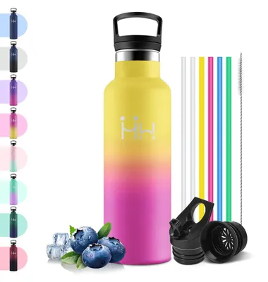 Produktbild von Motswedi Trinkflasche aus Edelstahl, 500 ml, Thermosflasche, mit Trinkhalm, Thermobecher