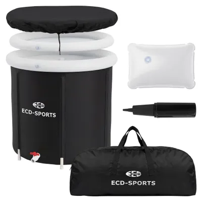 Produktbild von ECD Germany Eisbad Ø80 cm, Eistonne mit Isolierung Komplettset 350L Eisfass Tonne für Eisbaden Kältetherapie & Regeneration Faltbare Ice Bath Outdoor