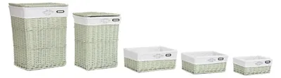 Korb-Set, 5-teilig, Polyester/Weide, grün, 44x34x56 cm