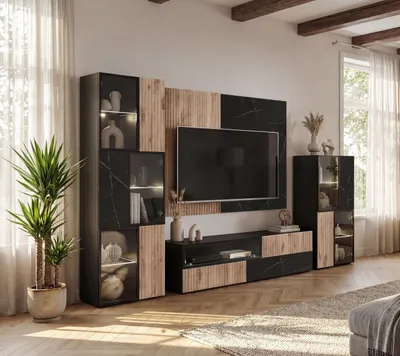 Produktbild von Wohnwand CANNES CS2 mit Rillenfront und LED und Push - Click