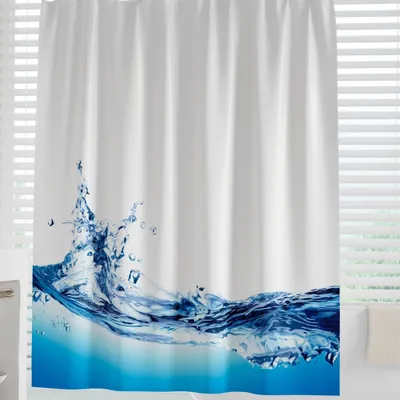 Produktbild von Digitaldruck Textil Duschvorhang 120x200 cm WASSERWELLE Wannenvorhang + Ringe