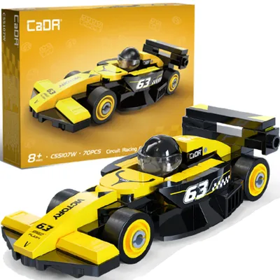 Produktbild von Cada Bauklötze Circuit Racing Car Schwarz & Gelb 70 Stück