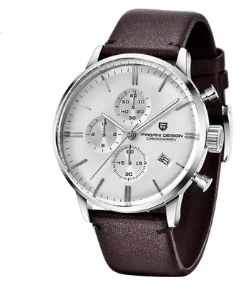 Obrázok produktu pre Pánske hodinky Pagani Design Larith, quartzový mechanizmus, pravá koža, chronograf, hnedá/strieborná farba