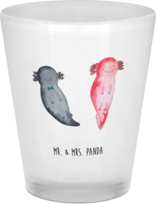 Produktbild von Mr. & Mrs. Panda Schnapsglas Axolotl Liebe - Transparent - Geschenk, Likörglas, Hochzeitstag, Valentinstag, Hocheitstag, Stamperl, für Freundin, Jahrestag, Pinnchen