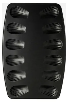 Produktbild von Backblech für Madeleines, Antihaftbeschichtung für 12 Bärentatzen, schwarz, für kleine Snacks (Kuchenform: ca. 390x260x10 mm), Menge: 1 Stück