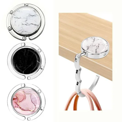 Immagine prodotto di Porta tovaglioli da tavolo - 3 pezzi - Antiscivolo - Nero e argento - Gancio pieghevole per borse, ideale per ristoranti