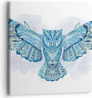 Produktbild von Bild auf Leinwand - Leinwandbild - Eule Flügel Tierwelt Grafik - 30x30cm - Wand Bild - Wanddeko - Leinwanddruck - Bilder - Kunstdruck - Wanddekoration - Leinwand bilder - Wandkunst - AC30x30-3087