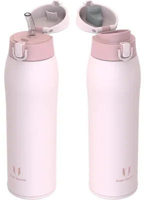 Produktbild von Trinkflasche Edelstahl Thermobecher 950ml Hellpink BPA-Frei Auslaufsicher mit 2 Deckeln