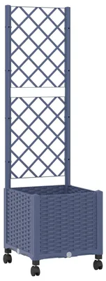 Immagine prodotto di Vaso da fiori con graticcio e ruote vidaXL, grigio-blu, 40 x 40 x 146 cm, PP