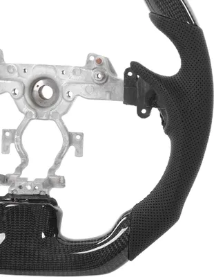 Image de Volant en fibre de carbone, nappa, cuir perforé, coutures noires, remplacement pour Infiniti G37 G37x G25 G35 Q40