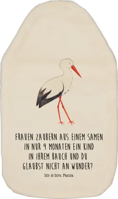 Produktbild von Mr. & Mrs. Panda Wärmekissen Storch - Weiß - Geschenk, Baby, Wärmflasche mit Bezug, Schwangerschaft, Bettflasche, Störche, Kuschelwärmflasche, Mutter, Mütter