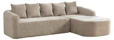 Imagen del producto de Sofá modular de esquina, de 3 a 4 plazas, tapizado en tela tipo chenilla de color gris