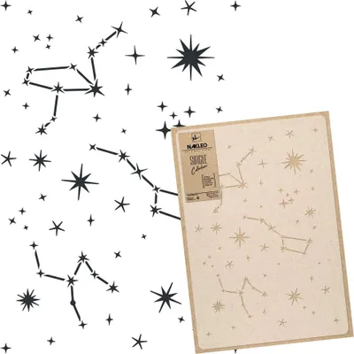 Produktbild von Große Malschablonen M 43x64 cm, Sternbild Nacht Himmel Muster, Wiederverwendbare Kunststoff Wandschablone