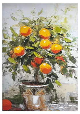 Obrázek produktu pro APELČINY, obraz na plátně, 100 x 70 cm – Ručně zdobený obraz s rámem z MDF