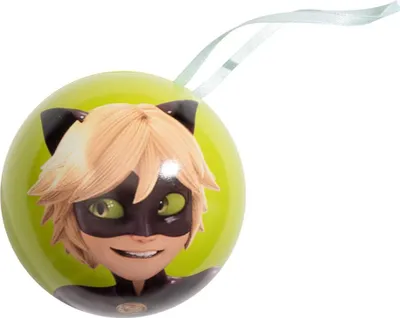A round ornament with a cartoon character printed on it.