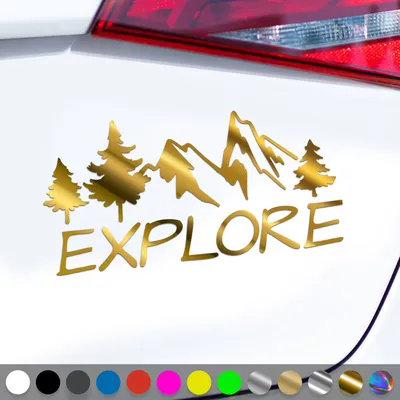 Produktbild von PantherPixel Camping Aufkleber Erkunden Entdecken Reisen Explore Sticker Auto Geschenkidee Farbe Chrom-Gold