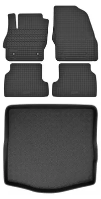 Productafbeelding van Rubberen automatten + kofferbakmat voor Ford Focus MK2 2005-2011 (sedan) – 5-delig, zwart, op maat – Wielganizator