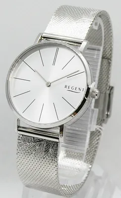 Produktbild von Regent Damenuhr Edelstahl-Armbanduhr Analog Mesh Metallarmband silber URBA898