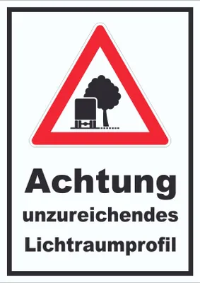 Produktbild von Schild Achtung unzureichendes Lichtraumprofil A4 (210x297mm)